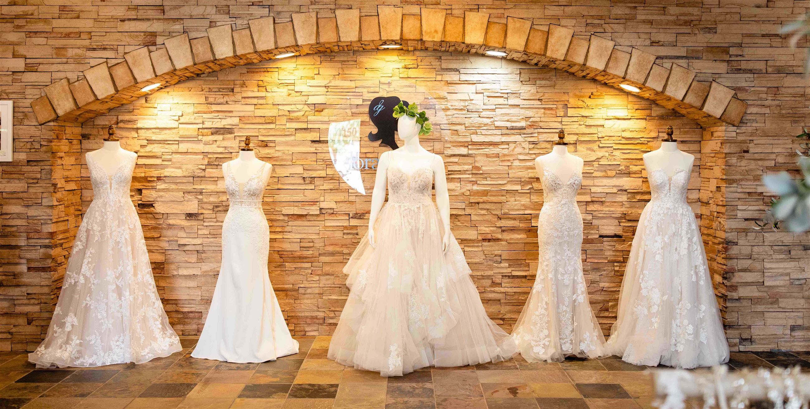 Wedding dresses inside of Dora Grace Bridal