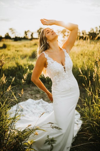 Stella York Style #7457-SY-F21 #2 default (IV-PL) Ivory Gown w Porcelain Tulle Plunge thumbnail