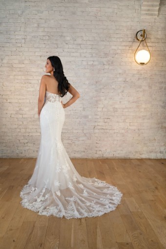 Stella York Style #7736 (unlined)-SP23-SY #1 (IV-PL) Ivory Gown w Porcelain Tulle Plunge thumbnail