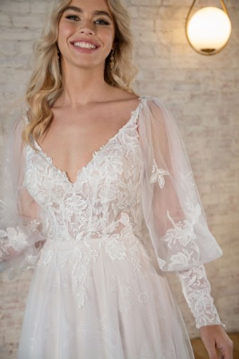 Stella York Style #7678 (unlined)-SP23-SY #2 default (IV-ALM) Ivory Lace and Tulle over Almond Gown thumbnail