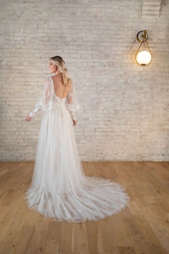 Stella York Style #7678 (unlined)-SP23-SY #1 (IV-ALM) Ivory Lace and Tulle over Almond Gown thumbnail