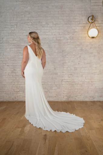 Stella York Style #7774-SY-F23 #4 default (PI-PL) Pure Ivory Gown w Porcelain Tulle Plunge thumbnail