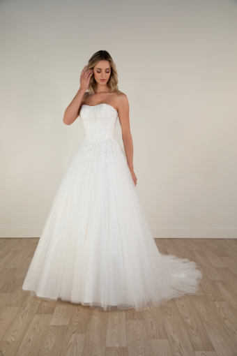 Stella York Style #7974 (unlined)- Stella York #0 default (IV-BC) Ivory Lace and Tulle over Biscotti Gown thumbnail