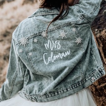Heirloom Bridal Company Style #Star Struck Denim Jacket (Modern Font) #0 default Blue thumbnail