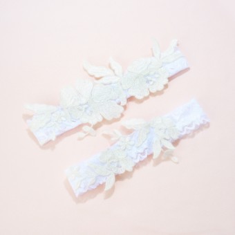 Heirloom Bridal Company Style #Calypso Floral Lace Garter Set #0 default White thumbnail