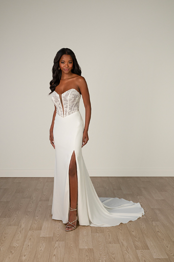 Stella York Style #8040-Stella York #0 default (IV-PL) Ivory Gown w Porcelain Tulle Plunge thumbnail