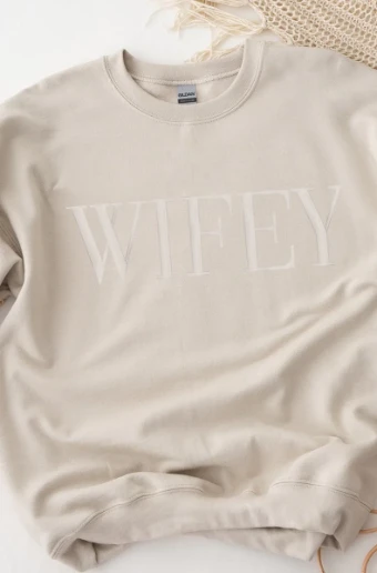 Heirloom Bridal Company Style #Wifey Embroidered Sweatshirt #0 default Sand thumbnail