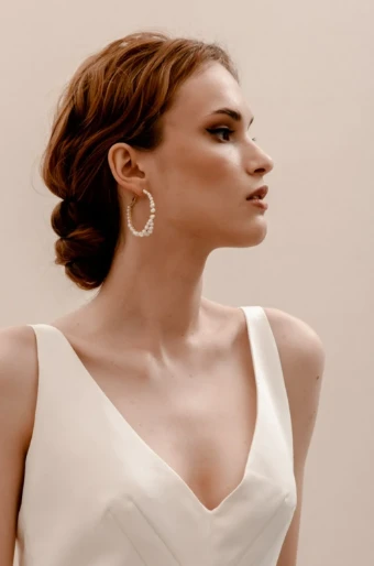 Heirloom Bridal Company Style #Jasmine Pearl Hoops- Heirloom #0 default Gold thumbnail