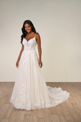 Stella York Style #SY8293 #0 default (IVIV-PL) Ivory Lace & Tulle over Ivory Gown w Porcelain Tulle Plunge thumbnail