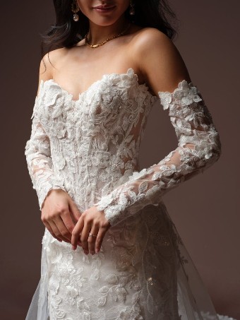 Maggie Sottero Style #ESTELLE (F6MK141A01 - Unlined front bodice, Chantilly lace) #3 Ivory over Soft Blush (gown with Light Nude Illusion) thumbnail