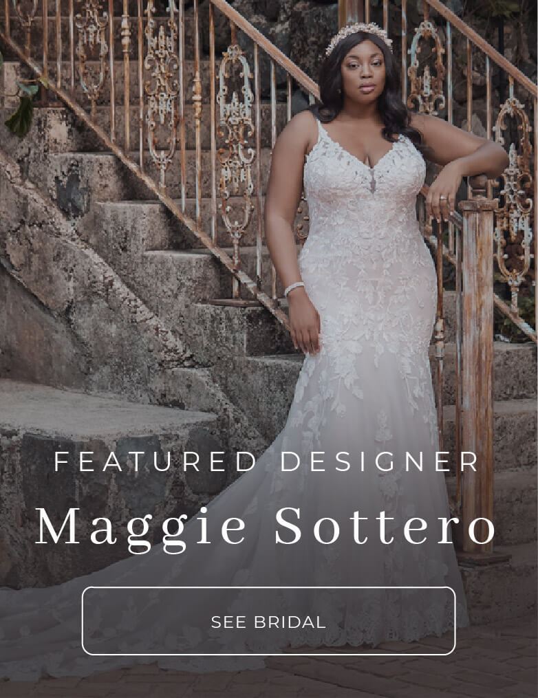 Plus size model wearing a Maggie Sottero wedding gown